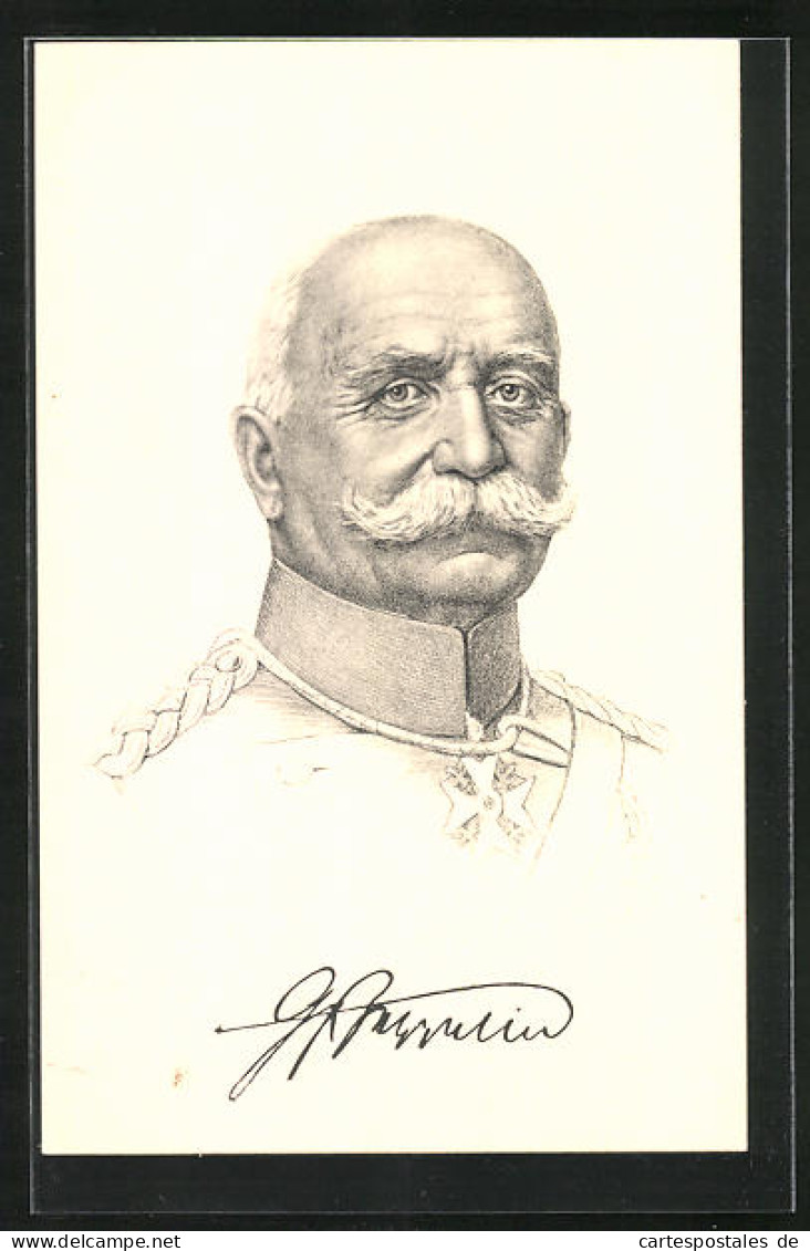 Künstler-AK Portrait Ferdinand Graf Von Zeppelin In Galauniform Mit Epauletten Und Eisernen Kreuz  - Dirigeables