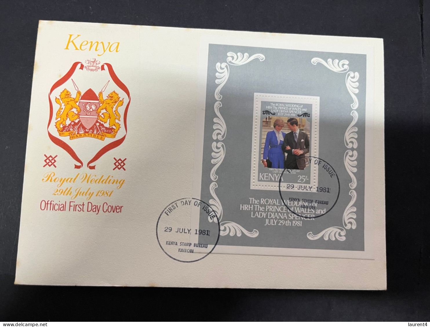 11-4-2024 (1 Z 39) 2 FDC - Kenya - Prince Charles (now King Charles) & Lady Diana Spencer Royal Wedding - Case Reali