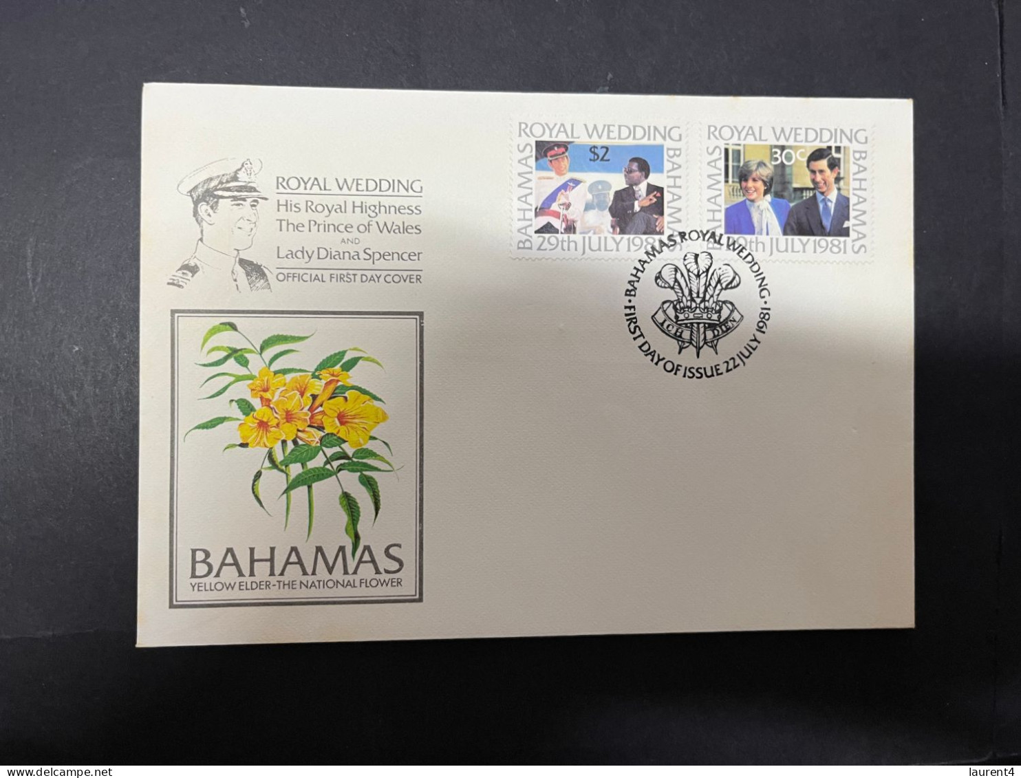 11-4-2024 (1 Z 39) 2 FDC - Bahamas - Prince Charles (now King Charles) & Lady Diana Spencer Royal Wedding - Familles Royales