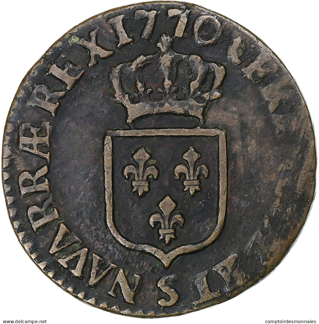 France, Louis XV, 1/2 Sol à La Vieille Tête, 1770, Reims, Cuivre, TB+ - 1715-1774 Lodewijk XV