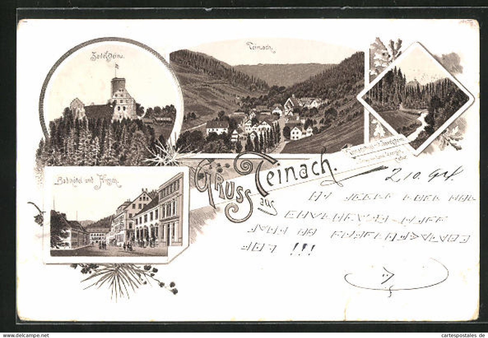 Vorläufer-Lithographie Teinach, 1894, Zavelstein, Badhotel Und Hirsch, Teinachthal  - Bad Teinach