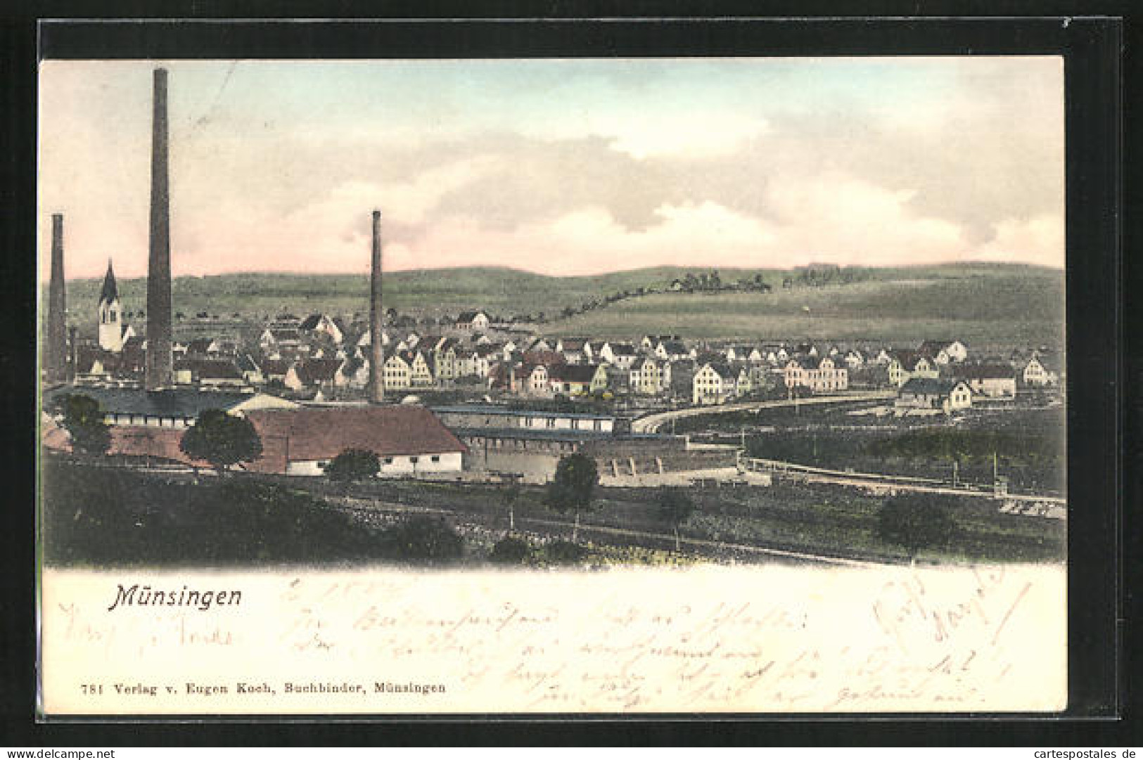 AK Münsingen, Panorama Mit Schornsteinen  - Münsingen