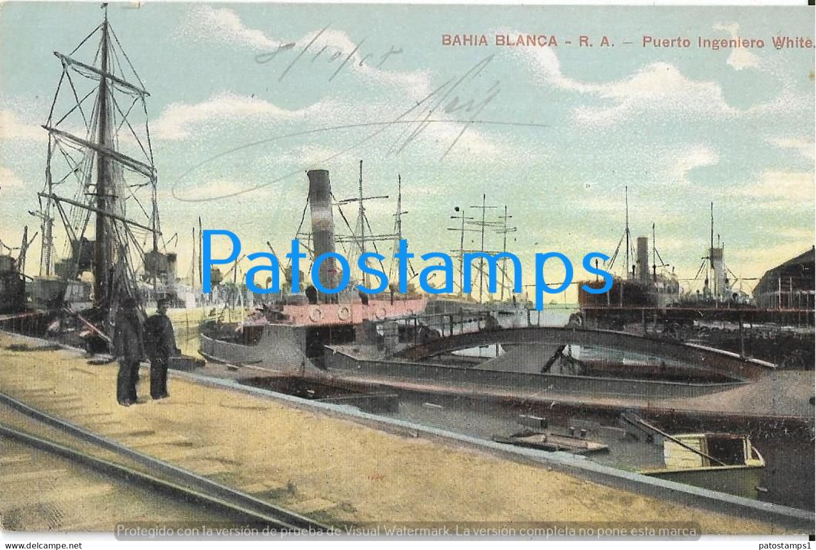 226775 ARGENTINA BUENOS AIRES BAHIA BALNCA PORT PUERTO INGENIO WHITE SHIP & RAILROAD POSTAL POSTCARD - Argentinien