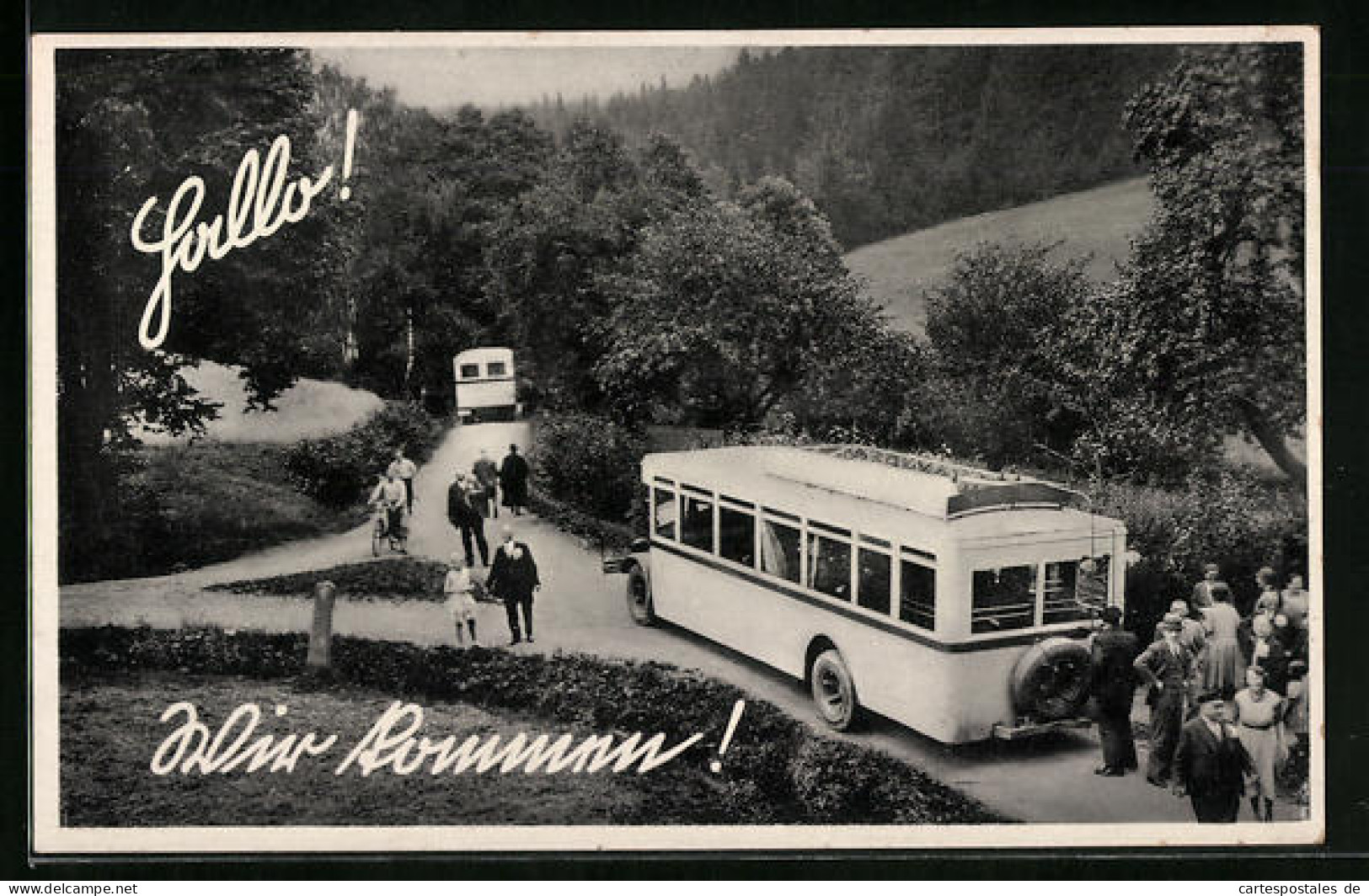 AK Reisende Unterwegs Mit Dem Autobus  - Bus & Autocars