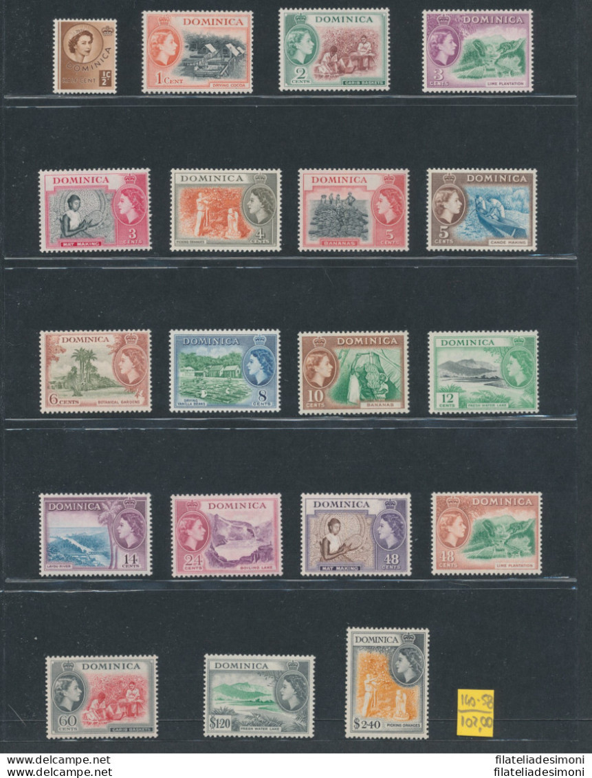 1954-62 DOMINICA - Stanley Gibbons N. 140/158 - Elisabetta II - Ordinaria 17 Val - Andere & Zonder Classificatie