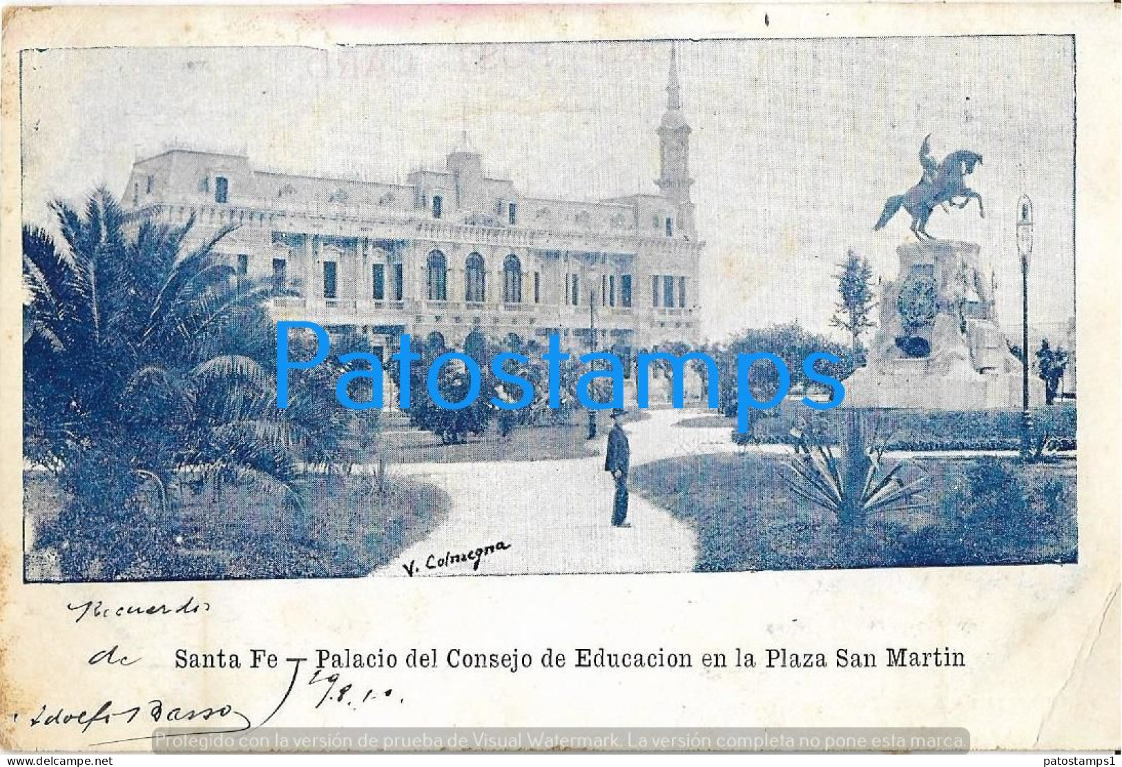 226798 ARGENTINA SANTA FE PALACIO DEL CONSEJO DE EDUCACION EN LA PLAZA SAN MARTIN  POSTAL POSTCARD - Argentina