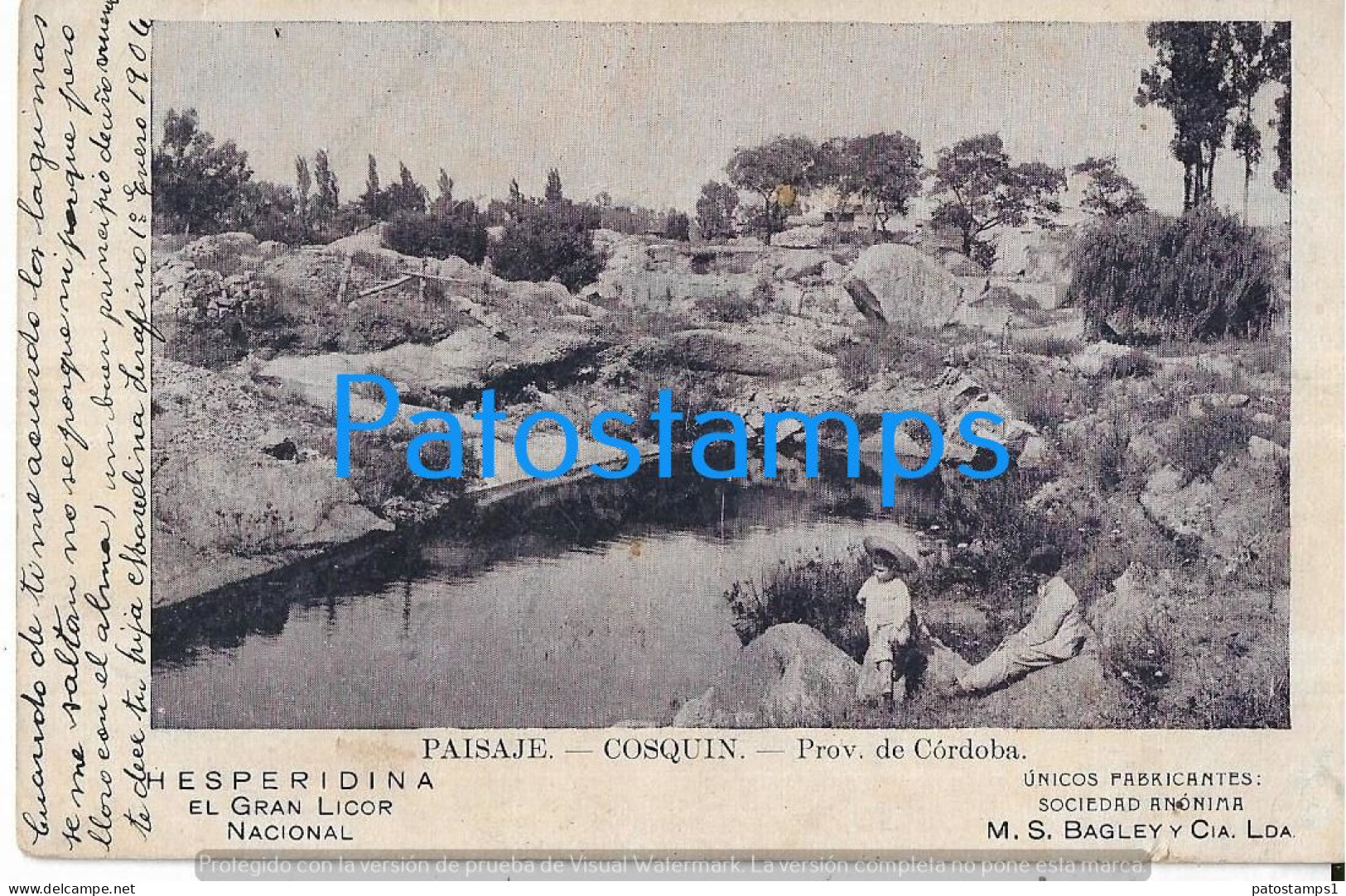 226804 ARGENTINA CORDOBA COSQUIN PUBLICITY HESPERIDINA EL GRAN LICOR NACIONAL BAGLEY  POSTAL POSTCARD - Argentina