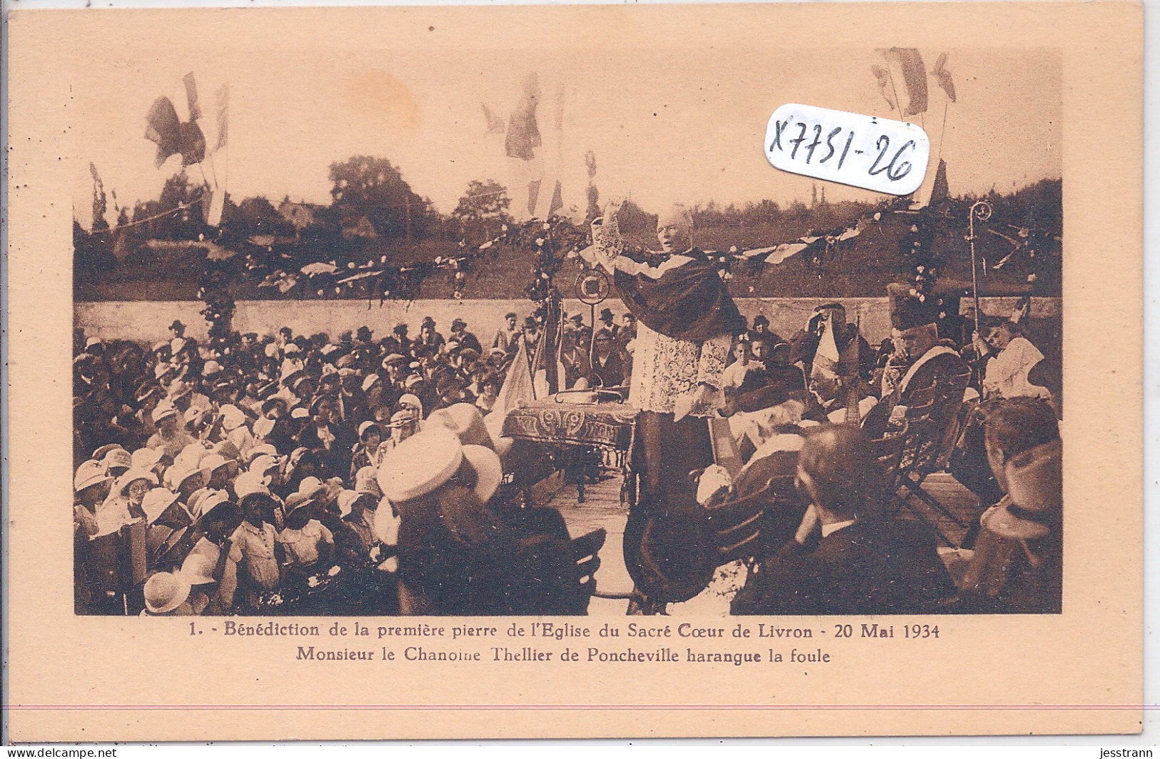 LIVRON- LOT DE 5 CARTES - POSE PREMIERE PIERRE DE L EGLISE DU SACRE-COEUR DE LIVRON- 20 MAI 1934 - Livron