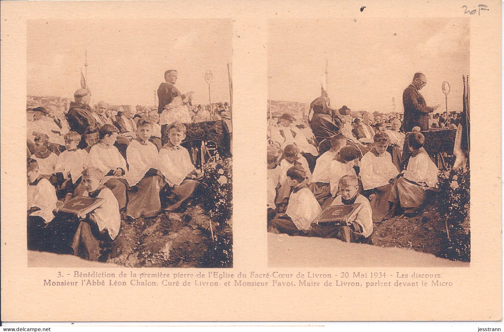 LIVRON- LOT DE 5 CARTES - POSE PREMIERE PIERRE DE L EGLISE DU SACRE-COEUR DE LIVRON- 20 MAI 1934 - Livron