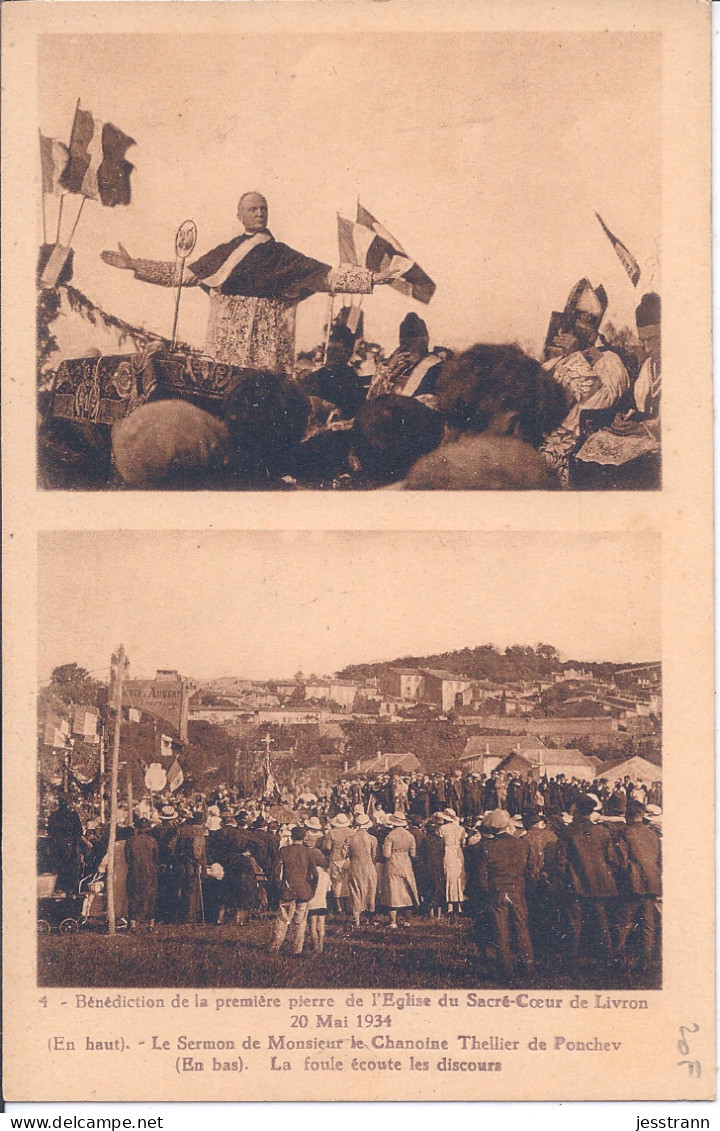 LIVRON- LOT DE 5 CARTES - POSE PREMIERE PIERRE DE L EGLISE DU SACRE-COEUR DE LIVRON- 20 MAI 1934 - Livron