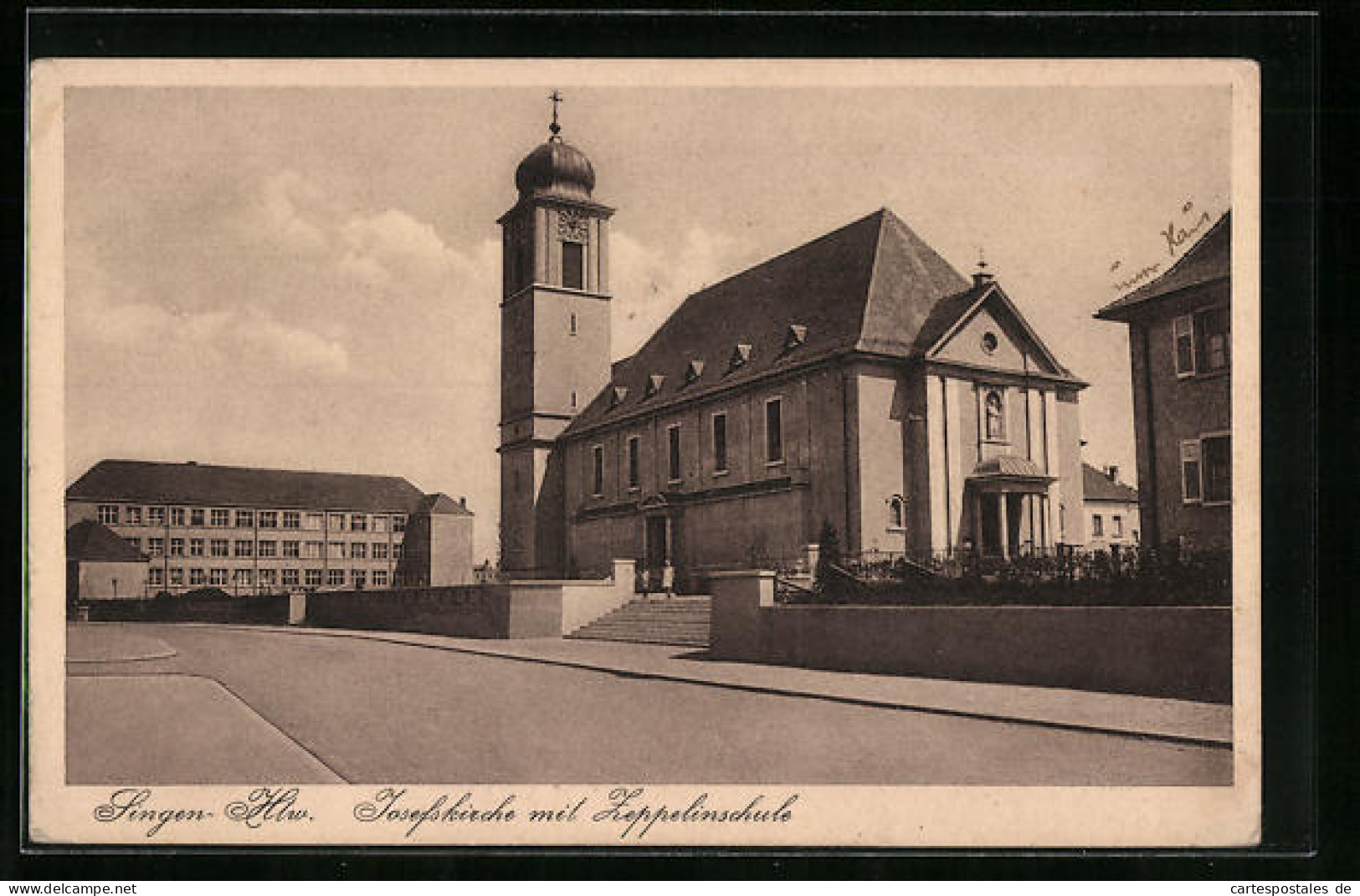 AK Singen-Htw., Josefskirche Mit Zeppelinschule  - Singen A. Hohentwiel