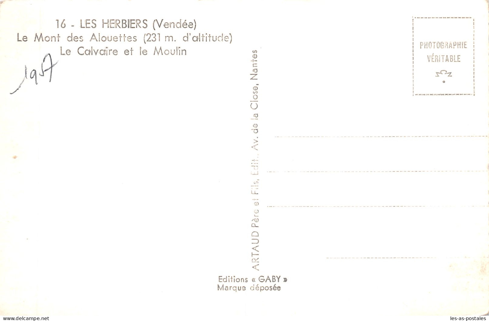 85 LES HERBIERS LE MONT DES ALOUETTES - Les Herbiers