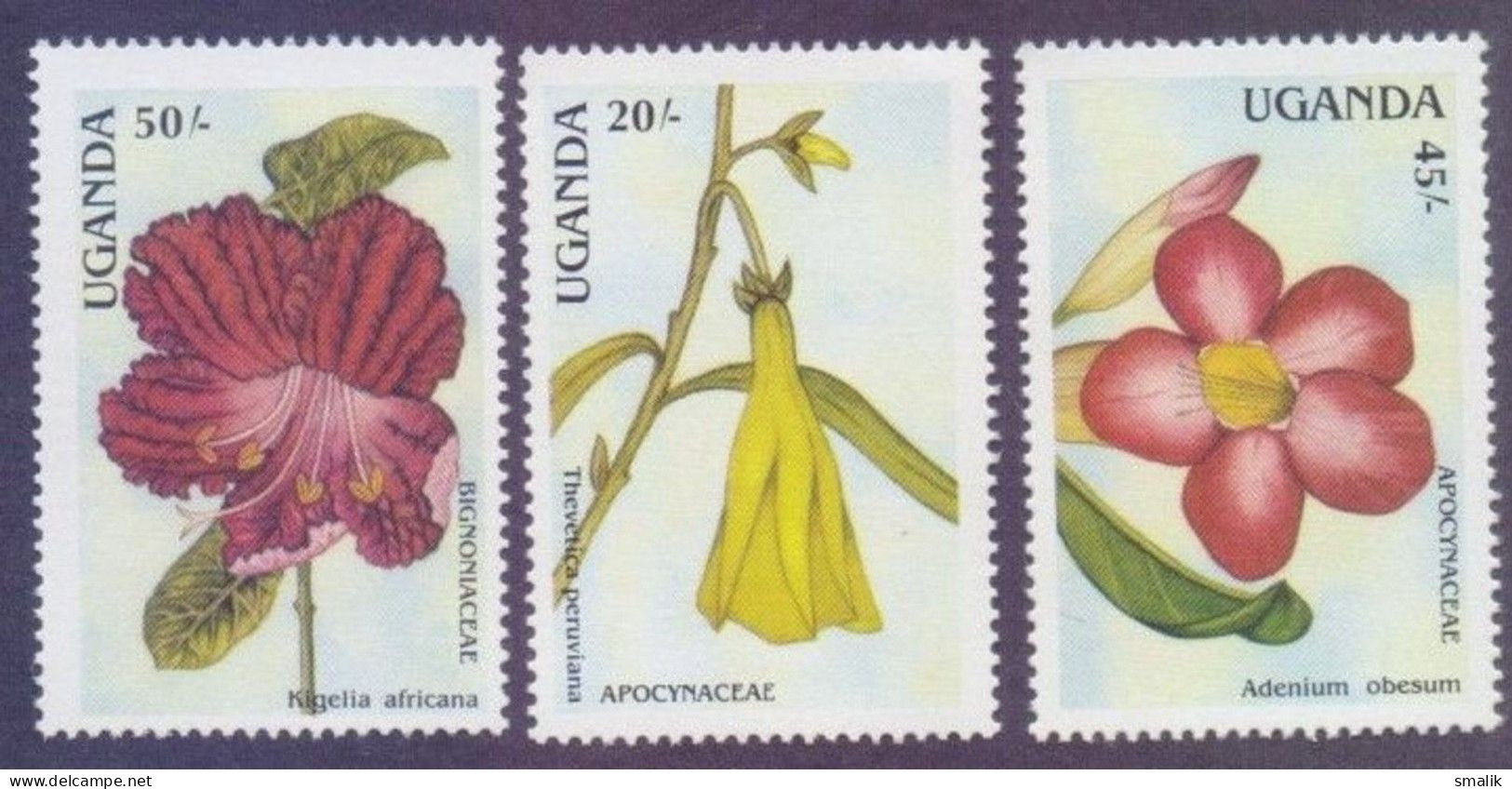 UGANDA 1988 - Flowers, 3 Stamps MNH - Uganda (1962-...)