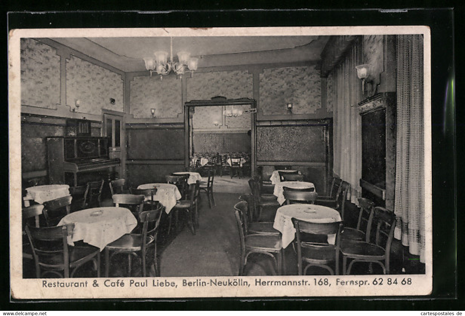 AK Berlin-Neukölln, Restaurant & Cafe Paul Liebe, Hermannstrasse 168, Innenansicht  - Neukoelln