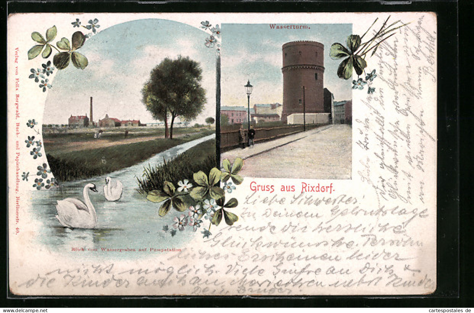 Passepartout-AK Rixdorf, Wasserturm, Blick Vom Wassergraben Auf Pumpstation  - Neukoelln
