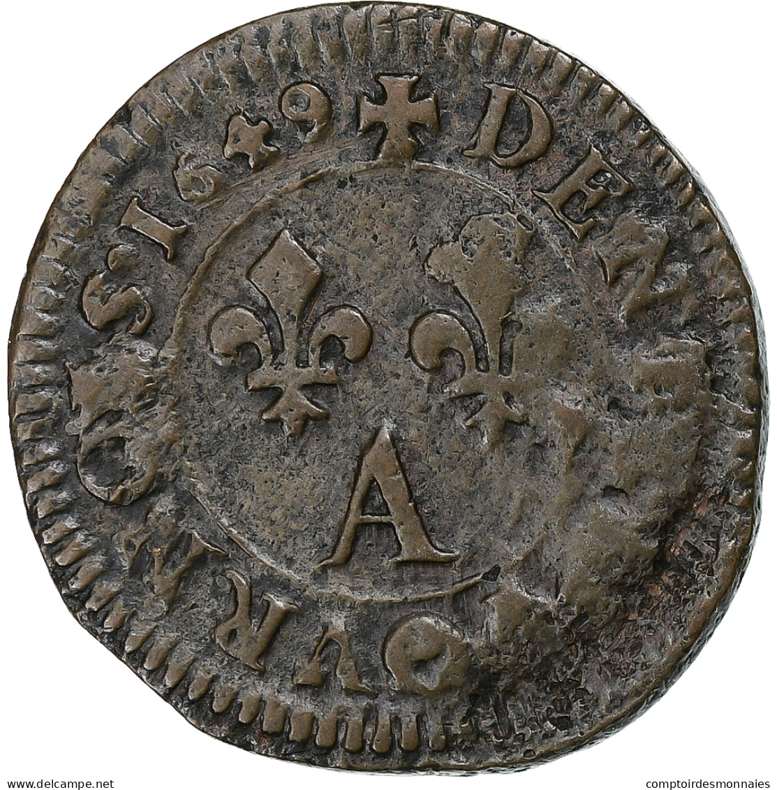 France, Louis XIV, Denier Tournois, 1649, Paris, Cuivre, TB+, Gadoury:70 - 1643-1715 Ludwig XIV.