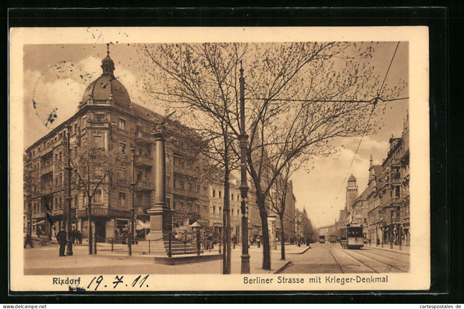 AK Rixdorf, Berliner Strasse Mit Krieger-Denkmal  - Neukoelln