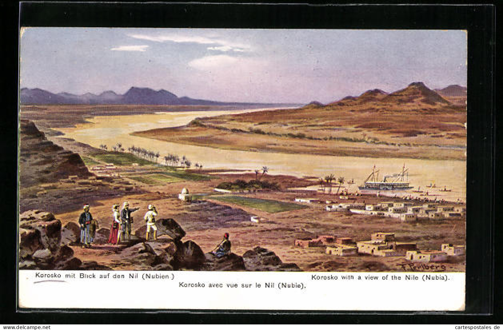 Künstler-AK Friedrich Perlberg: Korosko, Ortsansicht Mit Blick Auf Den Nil (Nubien)  - Perlberg, F.