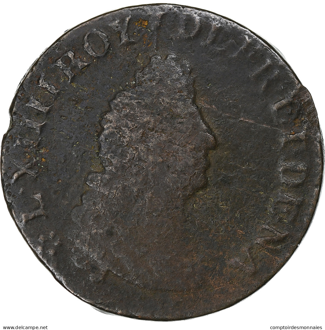 France, Louis XIV, 4 Deniers, 1696, Strasbourg, Cuivre, TB, Gadoury:83 - 1643-1715 Ludwig XIV.