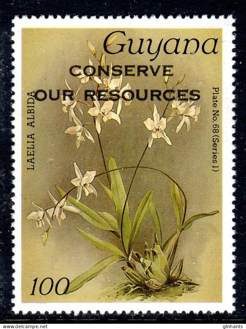 GUYANA - 1988 REICHENBACHIA ORCHIDS OVERPRINTED CONSERVE OUR RESOURCES PLATE 68 SERIES 1 FINE MNH ** SG 2435 - Guyana (1966-...)