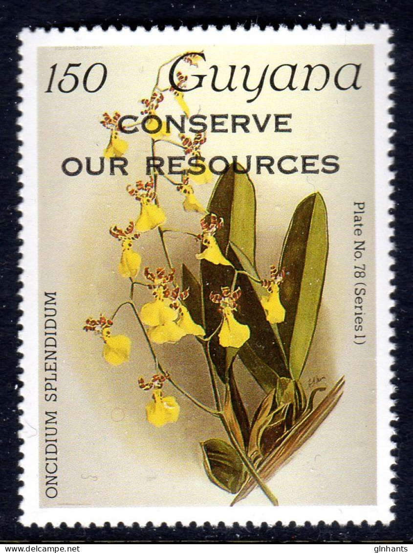 GUYANA - 1988 REICHENBACHIA ORCHIDS OVERPRINTED CONSERVE OUR RESOURCES PLATE 78 SERIES 1 FINE MNH ** SG 2451 - Guyana (1966-...)