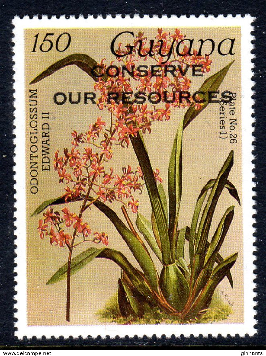 GUYANA - 1988 REICHENBACHIA ORCHIDS OVERPRINTED CONSERVE OUR RESOURCES PLATE 26 SERIES 1 FINE MNH ** SG 2450 - Guyana (1966-...)