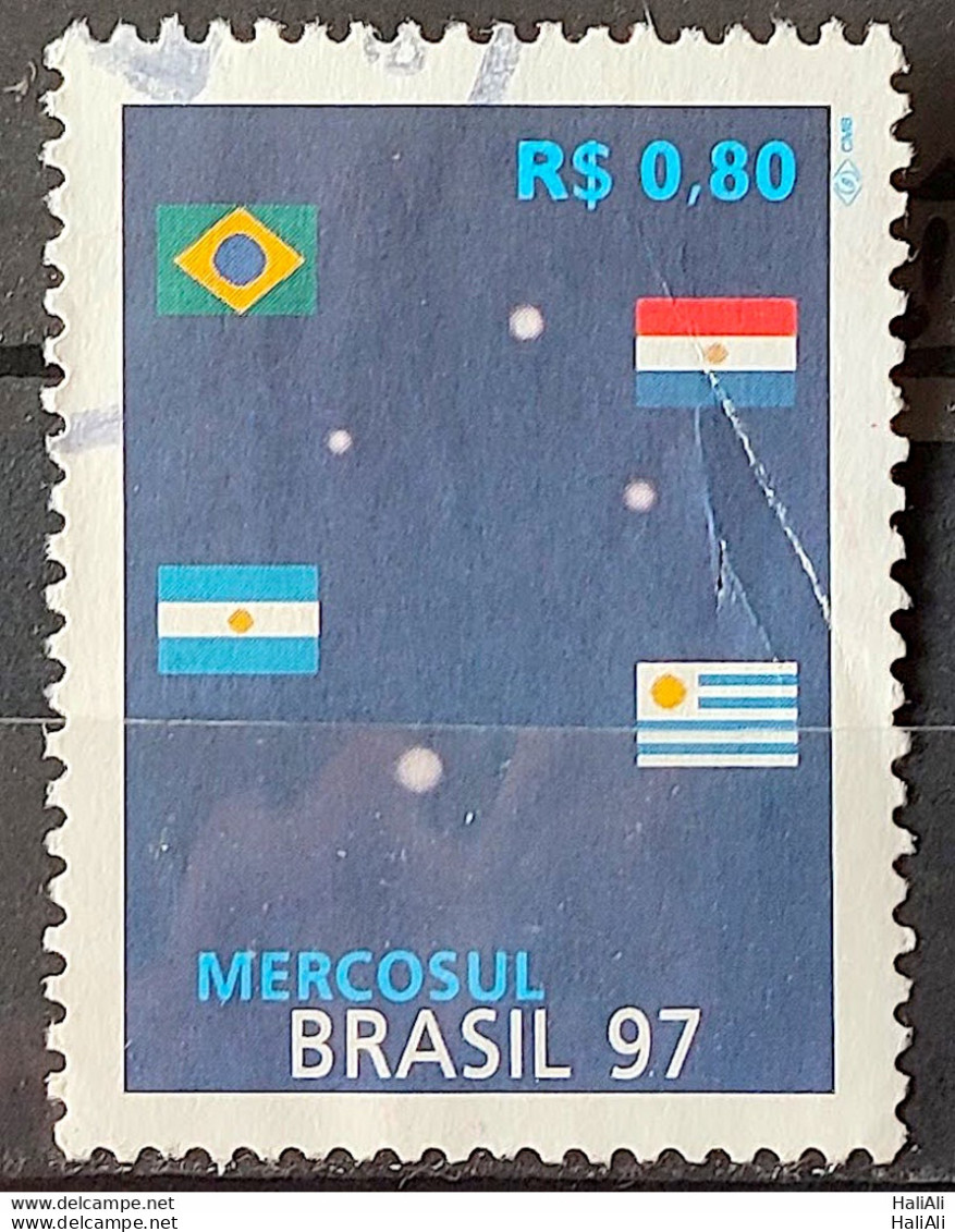 C 2044 Brazil Stamp Mercosur Paraguay Flag Argentina Uruguay Star 1997 Circulated 3 - Used Stamps