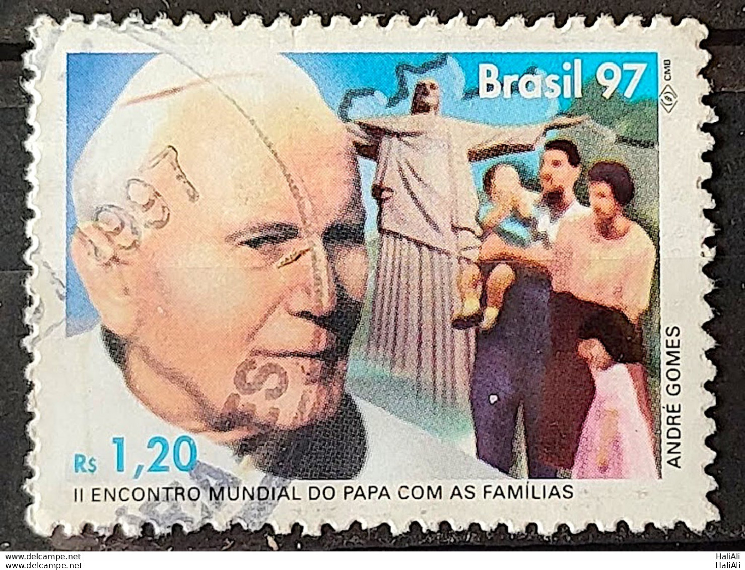 C 2043 Brazil Stamp World Pope Meeting With Families Religion 1997 Circulated 2 - Gebraucht