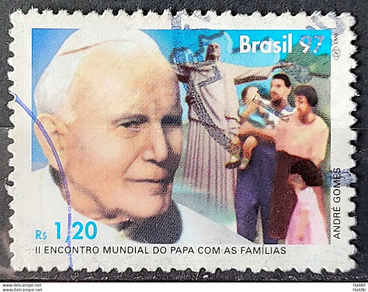 C 2043 Brazil Stamp World Pope Meeting With Families Religion 1997 Circulated 9 - Oblitérés
