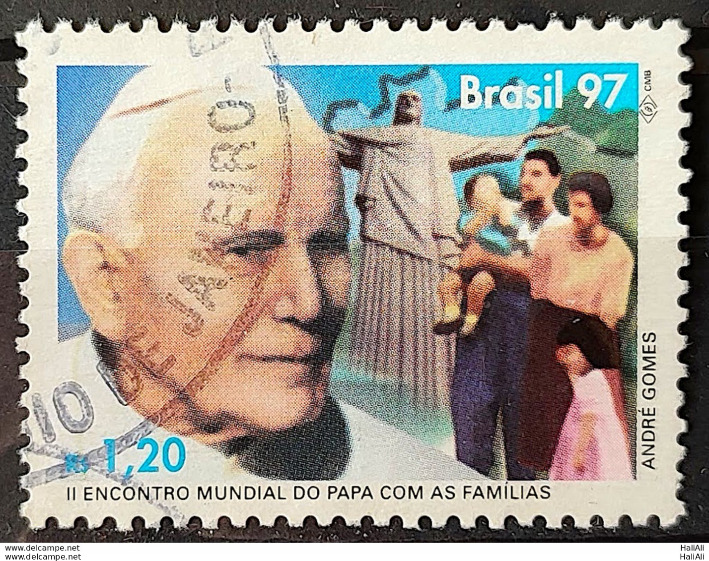 C 2043 Brazil Stamp World Pope Meeting With Families Religion 1997 Circulated 7 - Gebraucht