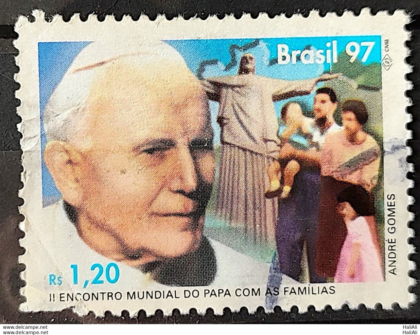 C 2043 Brazil Stamp World Pope Meeting With Families Religion 1997 Circulated 6 - Oblitérés