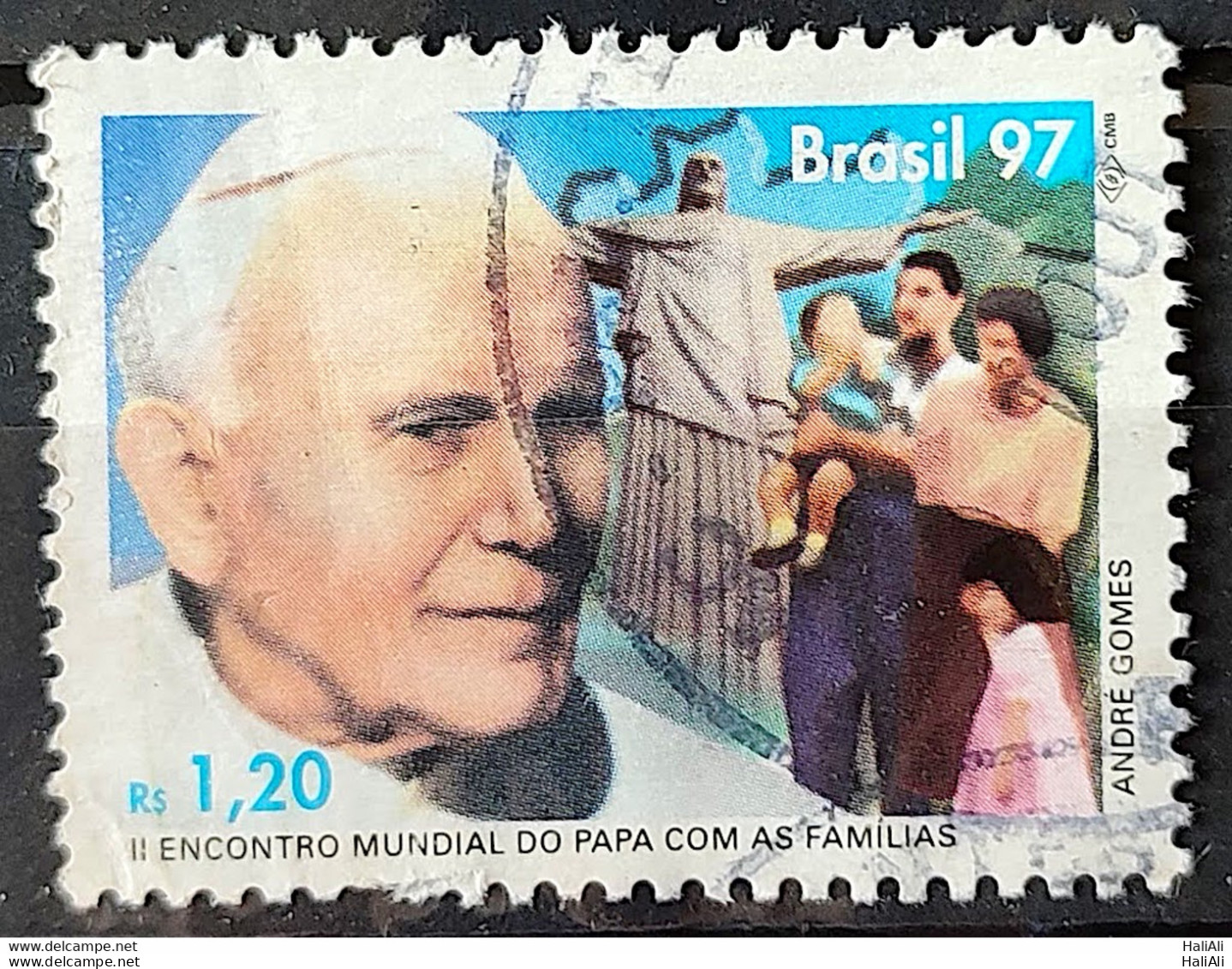 C 2043 Brazil Stamp World Pope Meeting With Families Religion 1997 Circulated 5 - Usati