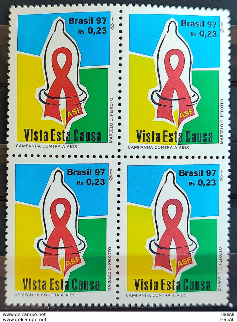C 2028 Brazil Stamp Campaign Against Sida Health 1997 Block Of 4 - Unused Stamps