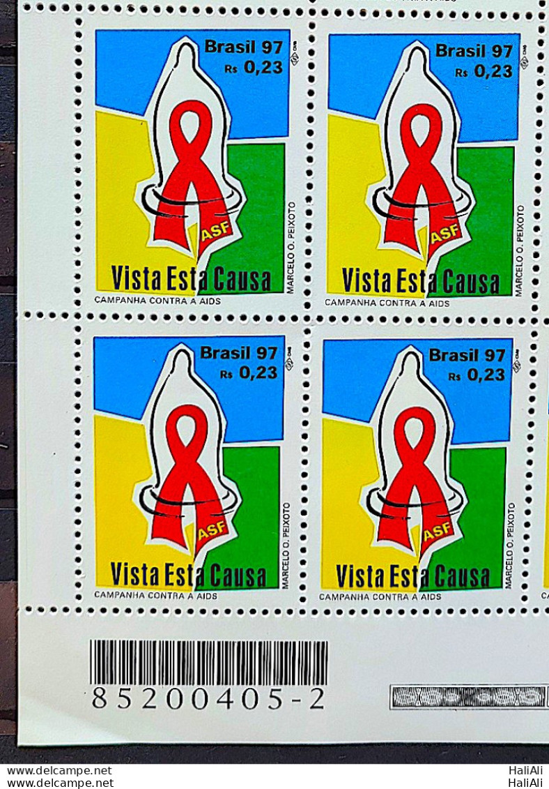 C 2028 Brazil Stamp Campaign Against Aids Health 1997 Block Of 4 Bar Code - Unused Stamps