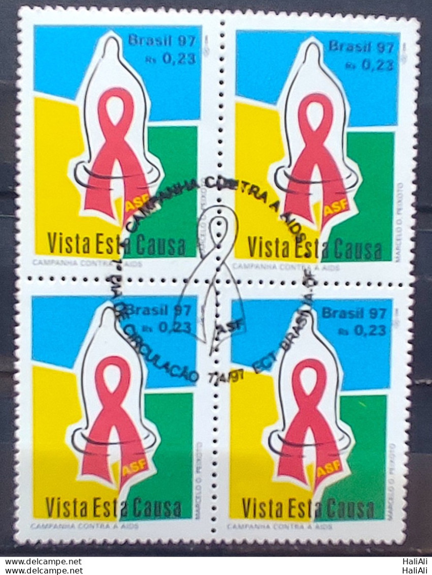 C 2028 Brazil Stamp Campaign Against Aids Health 1997 Block Of 4 Cbc Df - Unused Stamps