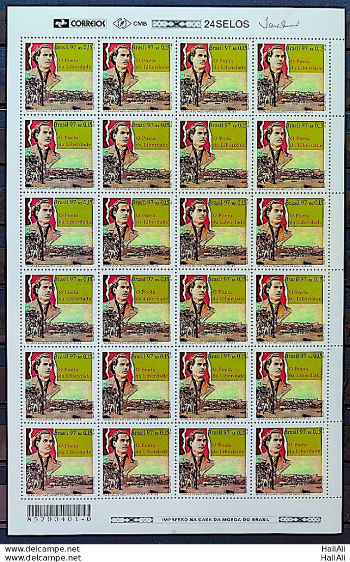 C 2024 Brazil Stamp Poet Castro Alves Literature 1997 Sheet - Unused Stamps