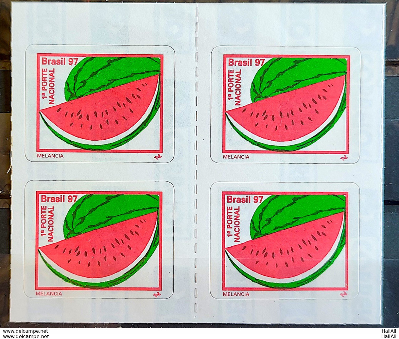 Brazil Regular Stamp RHM 734 B1 Watermelon Fruit 1997 Block Of 4 - Neufs