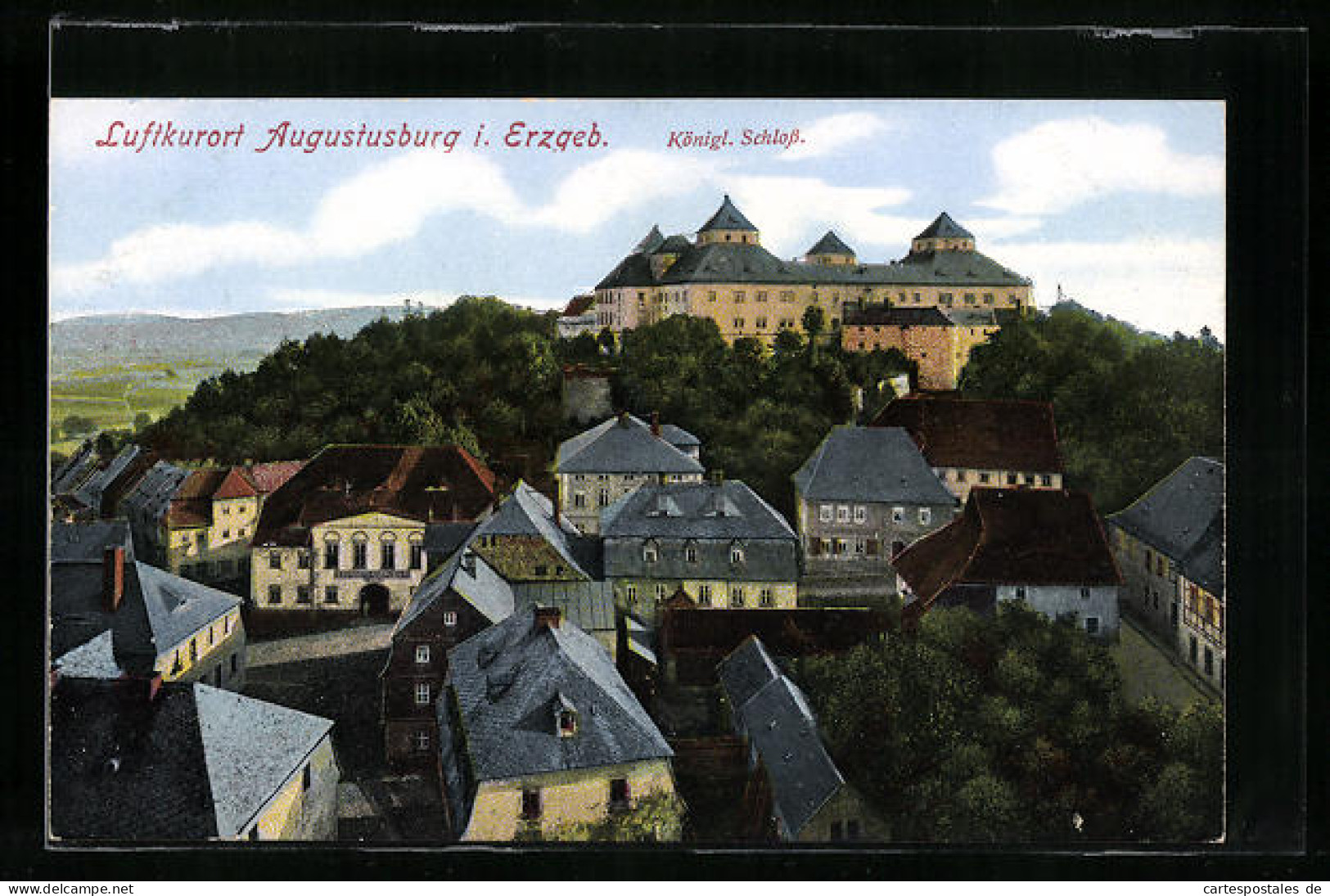 AK Augustusburg I. Erzgeb., Blick Zum Schloss Mit Burgwirtschaft  - Augustusburg