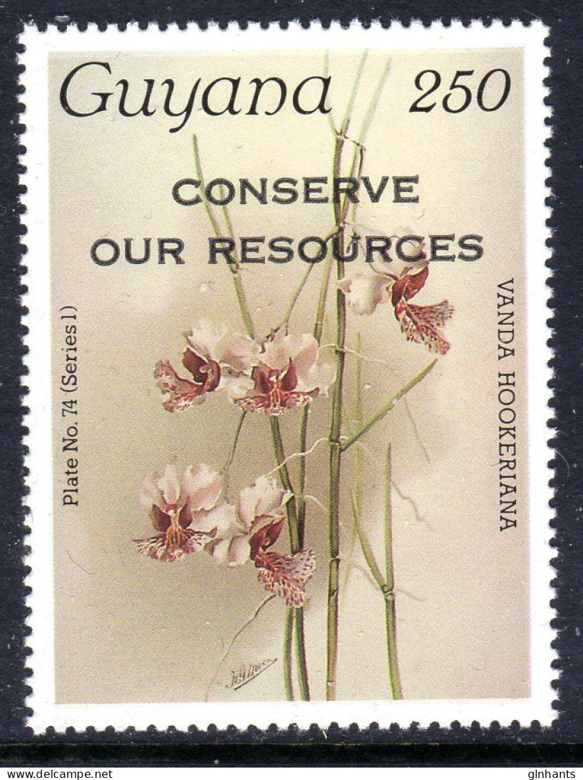 GUYANA - 1988 REICHENBACHIA ORCHIDS OVERPRINTED CONSERVE OUR RESOURCES PLATE 74 SERIES 1 FINE MNH ** SG 2454 - Guyana (1966-...)