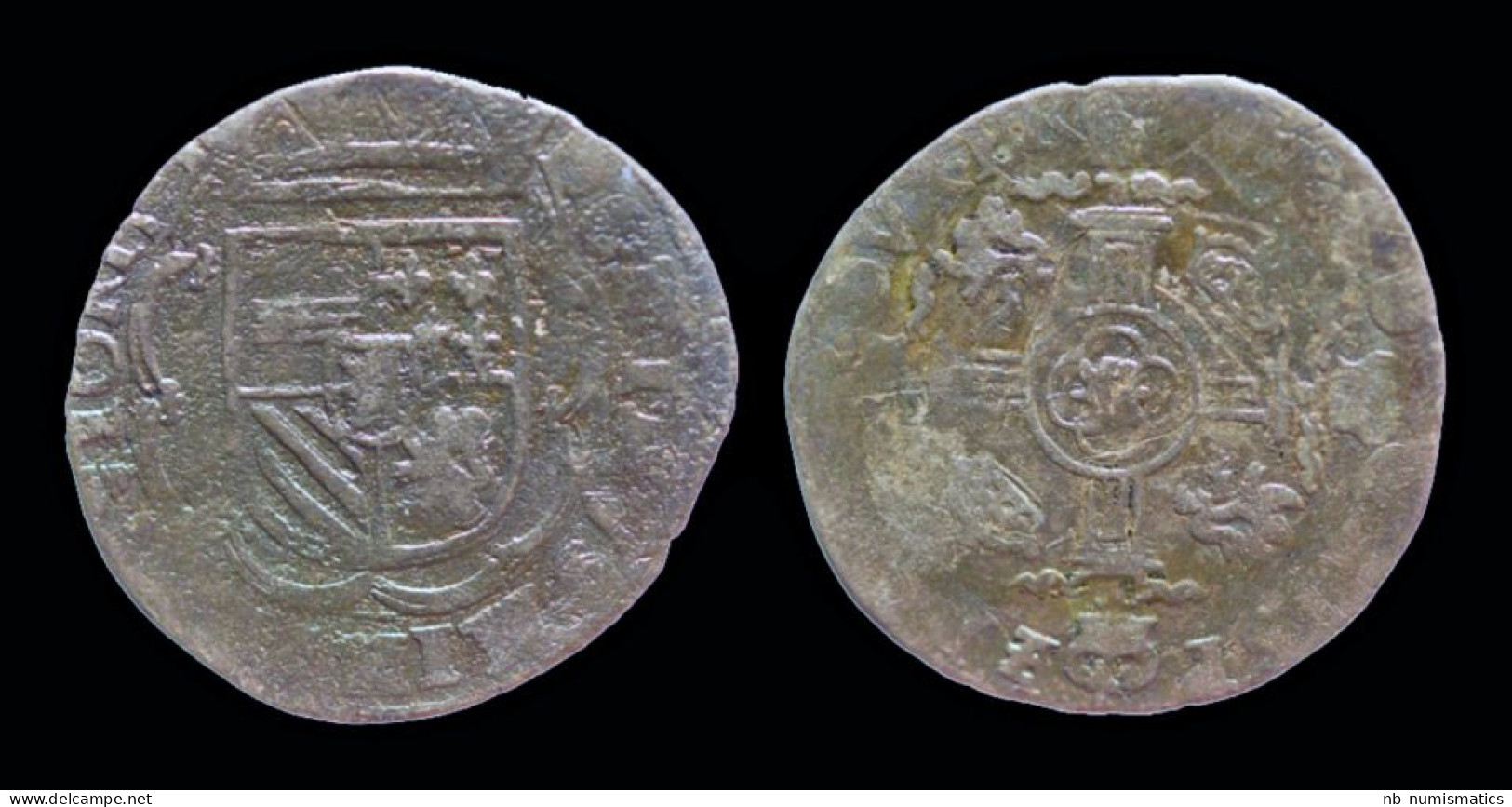 Southern Netherlands Brabant Filips II Double Patard 1593 - 1556-1713 Pays-Bas Espagols