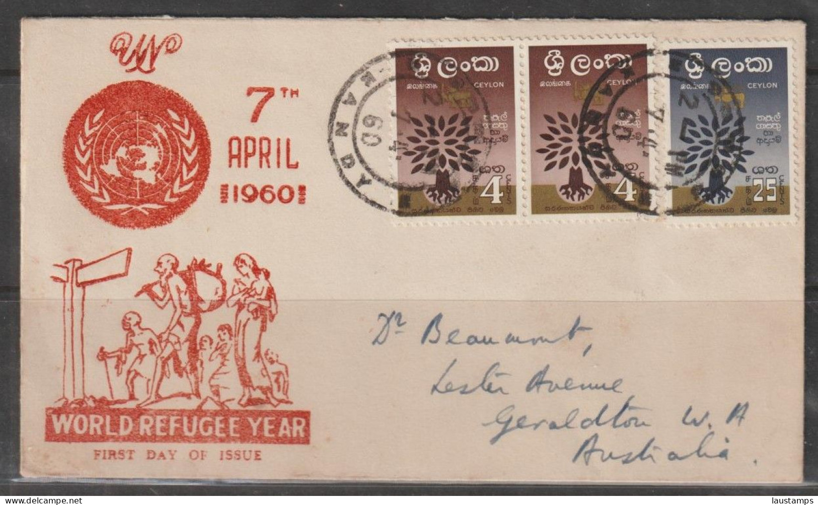 Sri Lanka, Ceylon 1960 World Refugee Year FDC - Sri Lanka (Ceilán) (1948-...)