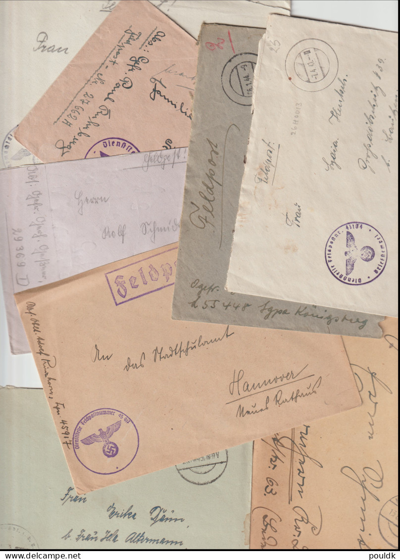 50 German Feldpost Covers From World War 2 From/to Fronts. Many Has Letters. Postal Weight 0,340 Kg. Please Read - Militaria