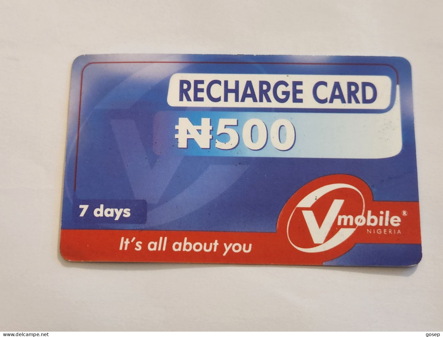 NIGERIA-(NG-VMO-REF-0001A)-V-mobile-(2703-5595-5169-0064)-(1)-(500 Naria Nigri)-used Card - Nigeria