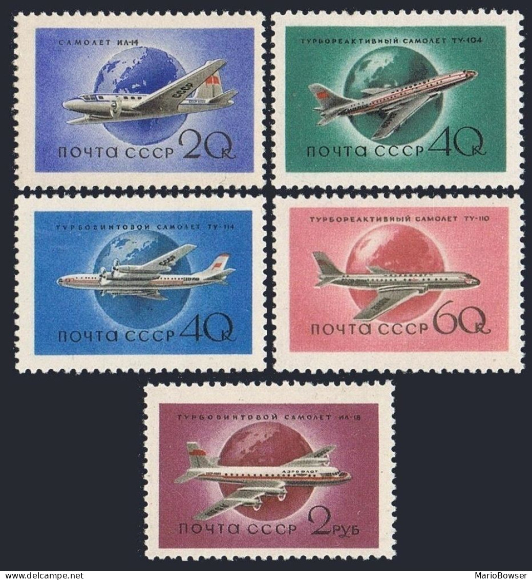 Russia 2147-2151,MNH. Soviet Civil Aviation,1958. - Unused Stamps