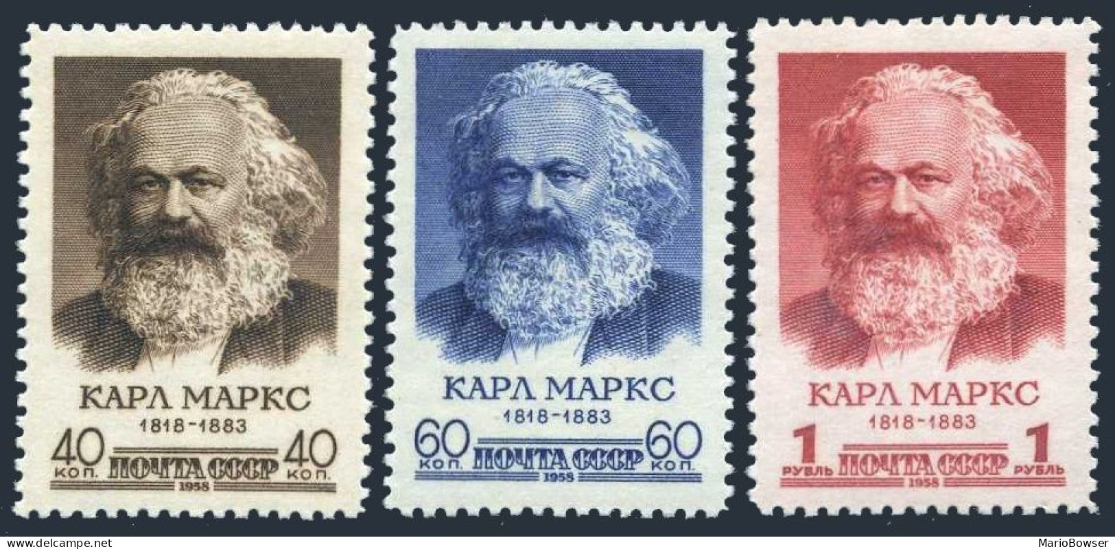 Russia 2056-2058, MNH. Michel 2077-2079. Karl Marx, 140th Birth Ann. 1958. - Unused Stamps