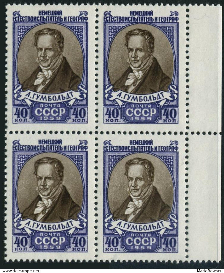 Russia 2196 Block/4, MNH. Michel 2224. Alexander Von Humboldt, Naturalist, 1959. - Unused Stamps