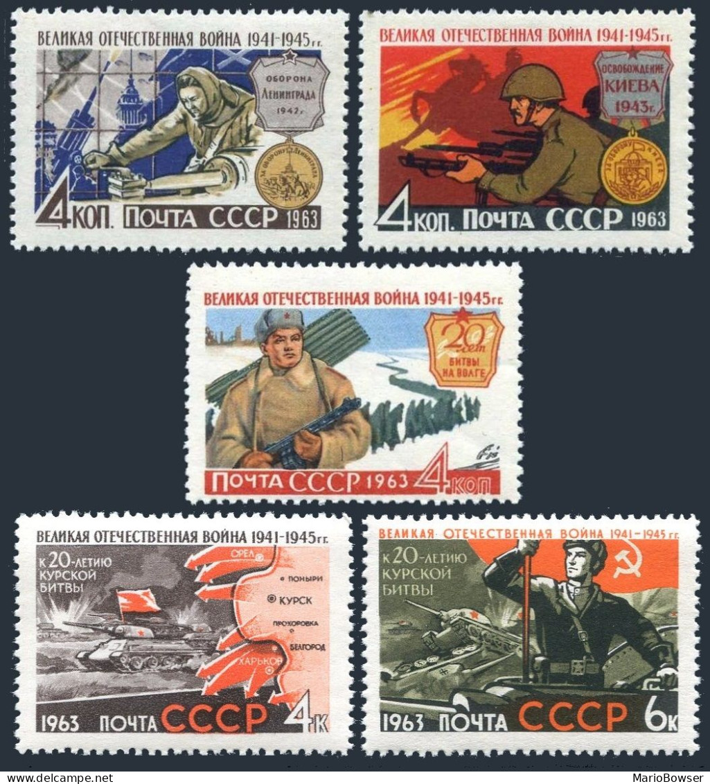 Russia 2514B-2514D, 2757-2758,MNH. Defense Of Leningrad, Kiev, Stalingrad, Kursk - Neufs