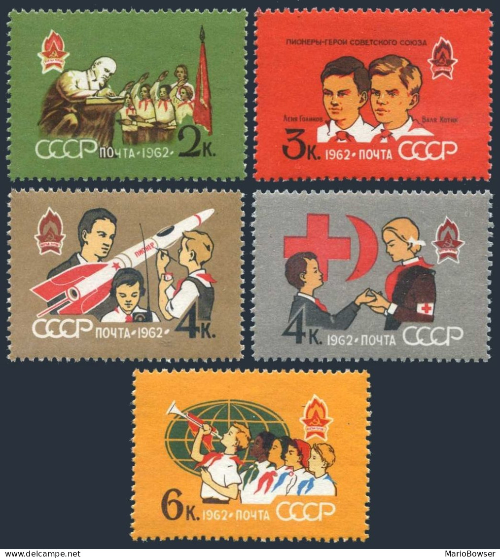 Russia 2596-2600, MNH. Mi 2600-2604. All-Union Lenin Pioneers. Heroes, Red Cross - Unused Stamps