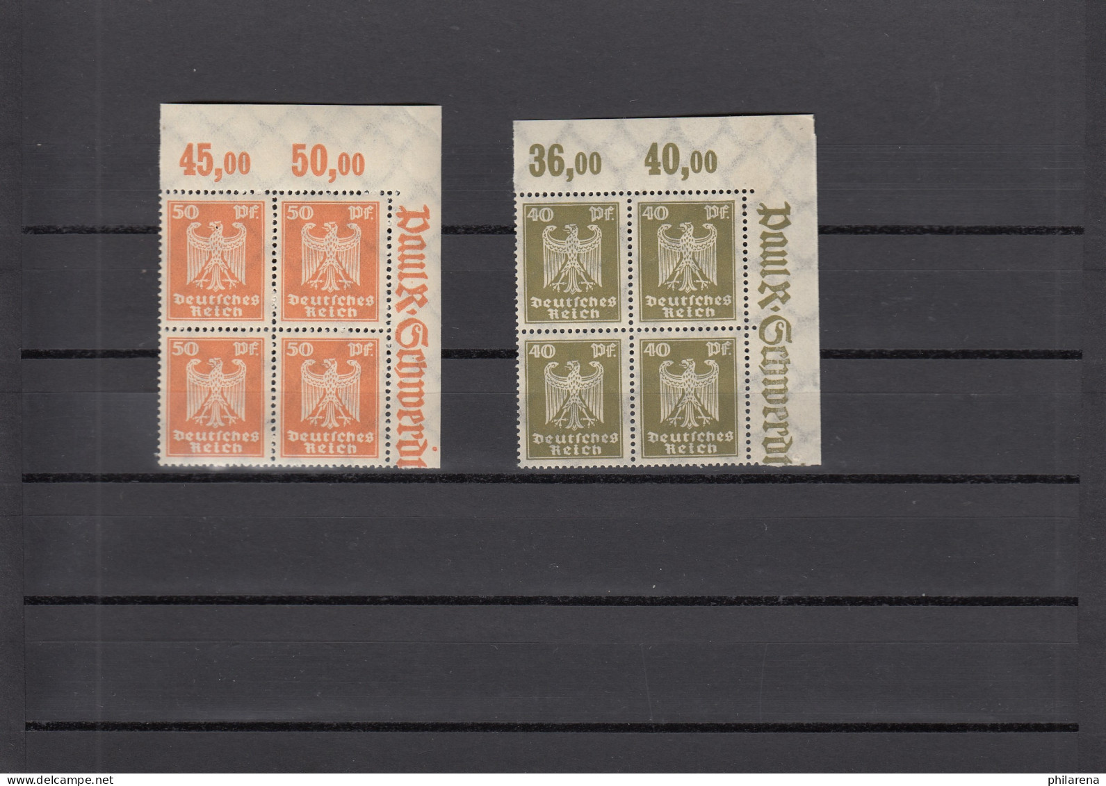 Deutsches Reich, MiNr. 355-61, Postfrisch, Eckrand Viererblock - Unused Stamps