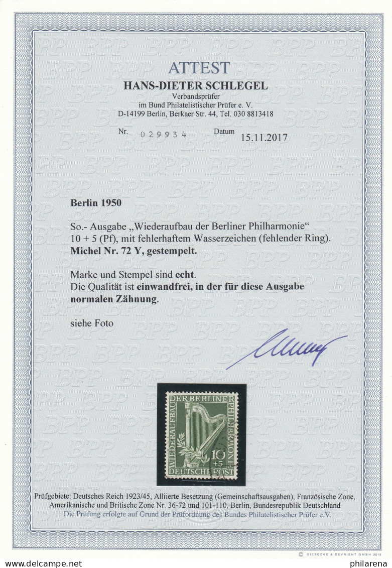 Berlin: Michel Nr. 72 Y, Gestempelt, Mit BPP Attest - Used Stamps